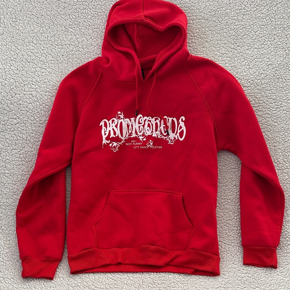 ROMWE Bold Red Graphic Hoodie